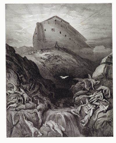 La paloma enviada desde el arca, grabado por Stephane Pannemaker c.1868 de Gustave Dore